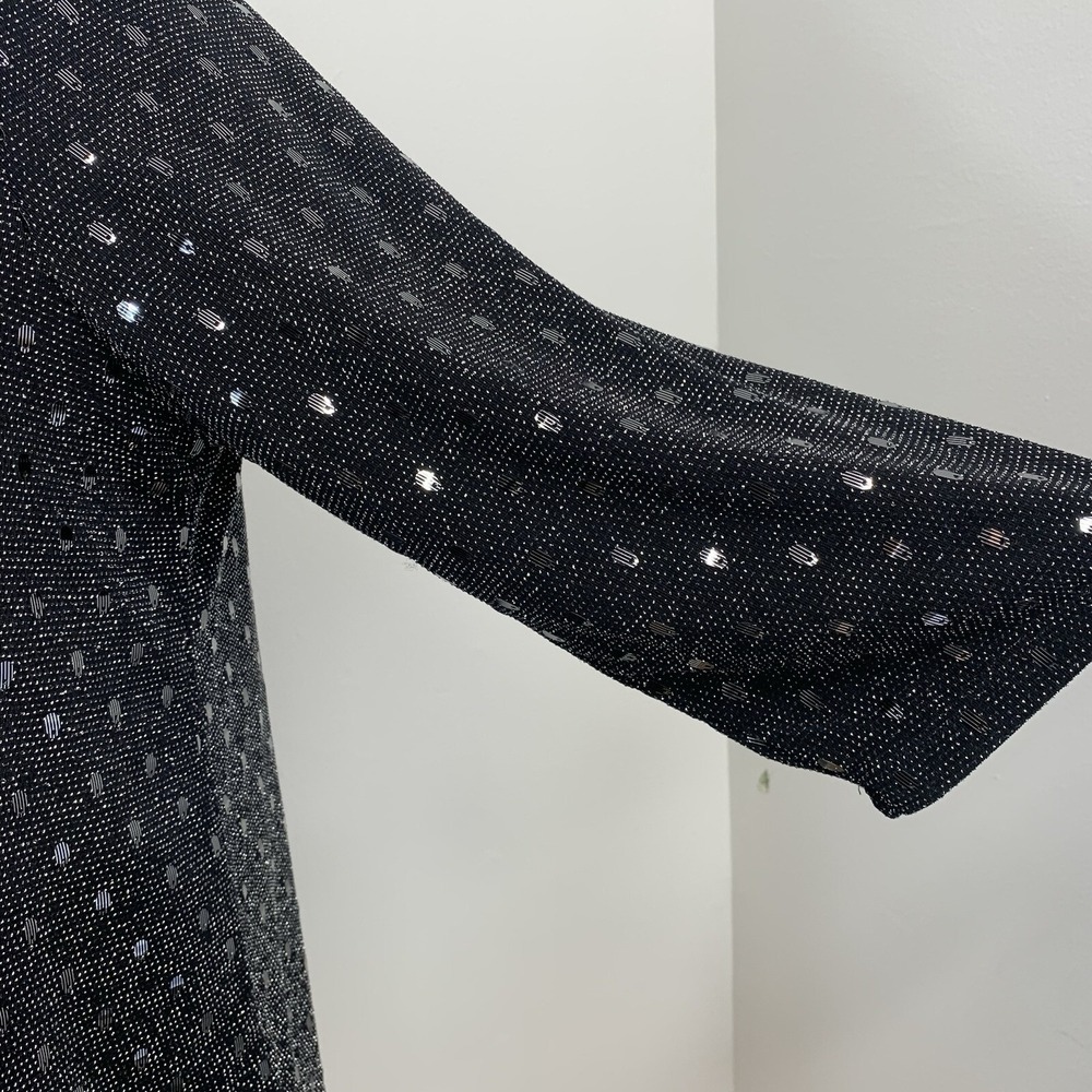 Avenue  Sequin Metallic Open Front Cardigan Women 22/24 Silver Black Sparkly - Picture 4 of 11